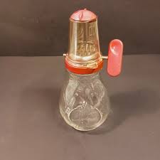 VINTAGE TURN-KEY GLASS NUT GRINDER- RED W MEASURE CUP TOP ...