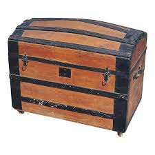 Early American Dome Top Pine and Metal Blanket Trunk, Circa 1900s | Chairish