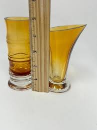 Set of 2 Mini Amber Clear Bud Vases 5" - Etsy