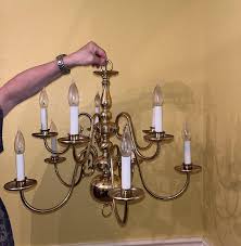 Vintage Large Dutch Style 10 Arm Lights Chandelier, Brass ...