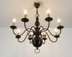 Flemish Dutch Style Chandelier 8 Arm Light Brass Farmhouse ...