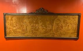 Antique Spain Scene Italian Tapestry w/Wooden Frame 58 1/2 X ...