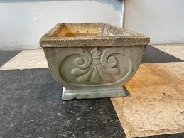 1950s Rectangular Concrete Planters - A Pair | Chairish