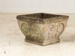 Pair Square Concrete Stone Planters with Shell Pattern ...