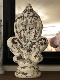 White Stone Fleur De Lis 14” Chippy Distressed Decor Symbolizing Purity. - Etsy