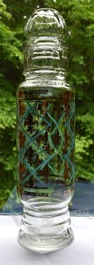 Vintage Gold Gilded Turquois Blue Glass Flue Dis Le Apothecary Jar 1950 | eBay