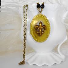 Vintage Brass Heart Locket Necklace: Bee & Bellflowers ...