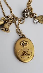 Vtg Maximal Art chain with three charms Rhinestones bead ...