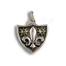 Sterling Silver Fleur de Lys Pendant Swarovski Crystals