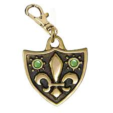 Fleur de Lys Pendant Swarovski Crystals Brass |Dog Tag