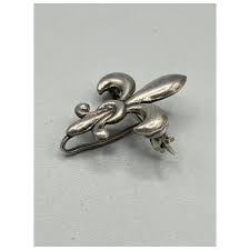 Vintage Sterling Silver Fleur De Lis Pocket Watch Holder Pin ...