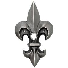 Solid Brass Large Fleur De Lis Doorbell in Pewter - Waterwood