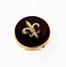 Fleur De Lis Pill Box: Hand Painted Black Enamel, Art Deco ...