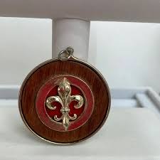 Jewelry | Circle Fleur De Lis Pendant With Wood Red And Gold ...