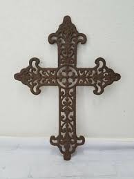 Cast Iron VICTORIAN STYLE Fleur De Lis Wall Cross Rustic Decorative Finish Decor | eBay