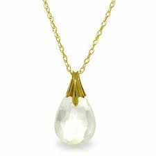 3 Carat 14K Yellow Gold Joy's Rewards White Topaz Briolette Necklace 14"-24" | eBay