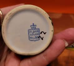 Vintage Flora Gouda Holland Bud Vase & Pitcher Set. Gold-Orange-Aqua 3.25" | eBay