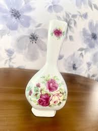 Vintage Pink Rose Porcelain Bud Flower Vase - Etsy