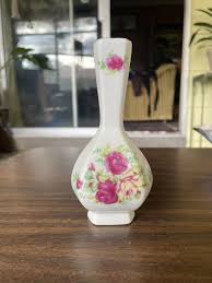 Vintage White Porcelain Bud Vase Roses Red & Yellow Taiwan 5.5" Tall | eBay