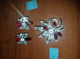 VINTAGE Eisenberg Ice clip-on Earrings and Brooch set Clear ...