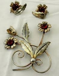 Sterling Pin and Earring Set Signed Enzell - Etsy