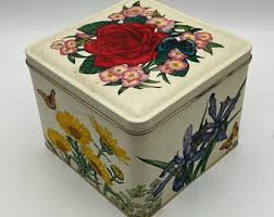 Vintage 1980 Current Floral Keepsake Tin, Empty, No ...