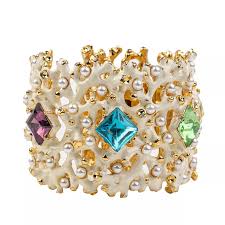 Pearl And Gem White Branch Cuff by Kenneth Jay Lane at THE MILE