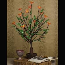 LED tree Table lamp Green soft silicone leaves pink flower ...