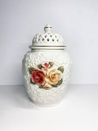 Floral Ginger Jar With Gold Detail, Lace Reticulated Vintage ...