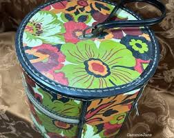 Vintage MOD 1960s Cylindrical Hat Box or Wig Suitcase - Train Carrying Case - MCM Floral Design - Hard Case With Full Zipper Opening - Etsy