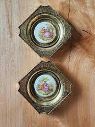 Vintage 1950 Brass Framed Fragonard Victorian Style Porcelain Cameo Wall Hanging | eBay