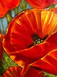 Sean Farrell - Sean Farrell, "Red Poppies in Tuscany", 12x36 Floral Still Life Oil Painting For Sale at 1stDibs