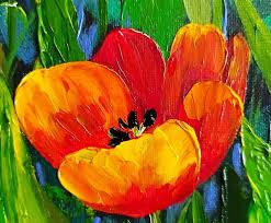 Tulips Painting Landscape Textured Art Flowers Wall Decoration Artwork - Shop Artpainting Wall Décor - Pinkoi