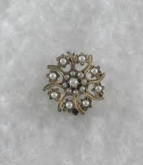 Antique Gold Over Sterling Silver Floral Seed Pearls Brooch ...