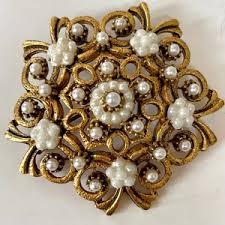 Florenza Faux Seed Pearl Brooch, Seed Pearl Pin, Designer ...