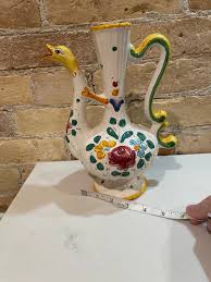 Vintage Italian Hand Painted Pitcher Vase With Bird Head Spout. - Etsy Sweden