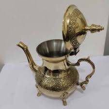 Brass Teapot Hand-Engraved with Elegant Etched Design Peacock - ShopiPersia