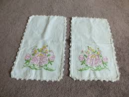 Beautiful Handmade Embroidered Dresser Scarf Set 2 Off White ...