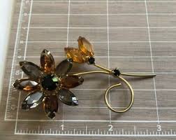 D&E for Juliana.vintage Brooch.gold Tone Rhinestone Brown ...