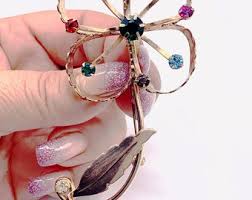 Authentic Retro Antique Flower Design Brooch With Rose Gold ...