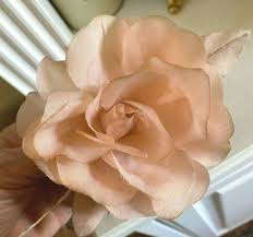 vintage millinery 1950s flower rose leaves 4.5" peach silk ...