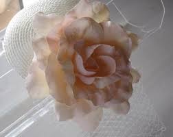 Silk Flower Ivory Straw Fascinator Hat With Veil and Pearl ...