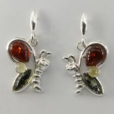 Multi-Color BALTIC AMBER Butterfly Post Dangle Earrings 925 STERLING SILVER 5312 | eBay
