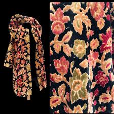 50's 60's Tapestry Carpet Coat Floral Thick Needlepointed ...