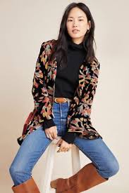 Anthropologie Eva Franco Fireworks Burnout Velvet Kimono ...