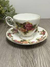 Vintage Royal Tuscan Fine China Tea Cup & Saucer Pink and Yellow Roses Gold Trim - Etsy