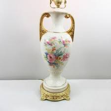 Refurbished 1940's Floral Table Lamp - Ivory With Delicate Flowers - Gilt - New Electronics & Hardware - 28" Tall Overall - Etsy