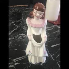 Accents | Vintage Porcelain Girl Figurine Flower Holder Vase ...