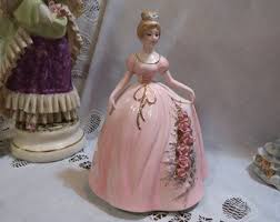 Lovely Vintage Josef Originals Elegant Lady Series Pink Dress Pink Roses Lavender Flowers Gold Trim Waist Ribbon Blond Updo Long Gown - Etsy