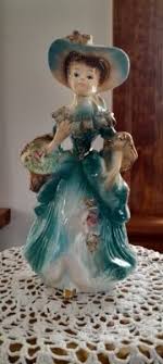 Vintage Kalk Porcelain Figurine Lady Germany Blue Crossed ...